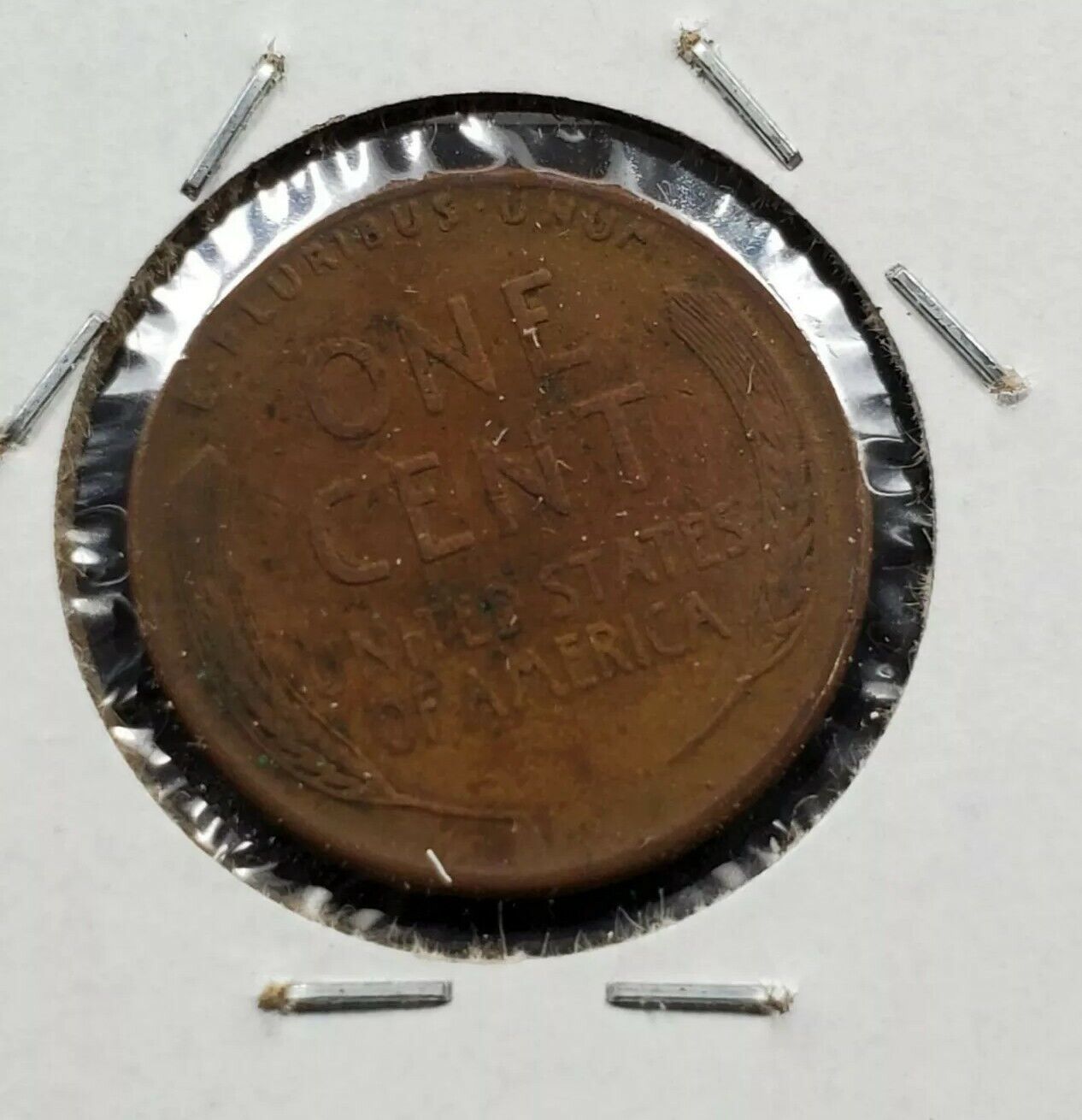 1945 D 1c Lincoln Wheat Cent Error Coin Major Laminated Planchet WW2 Era