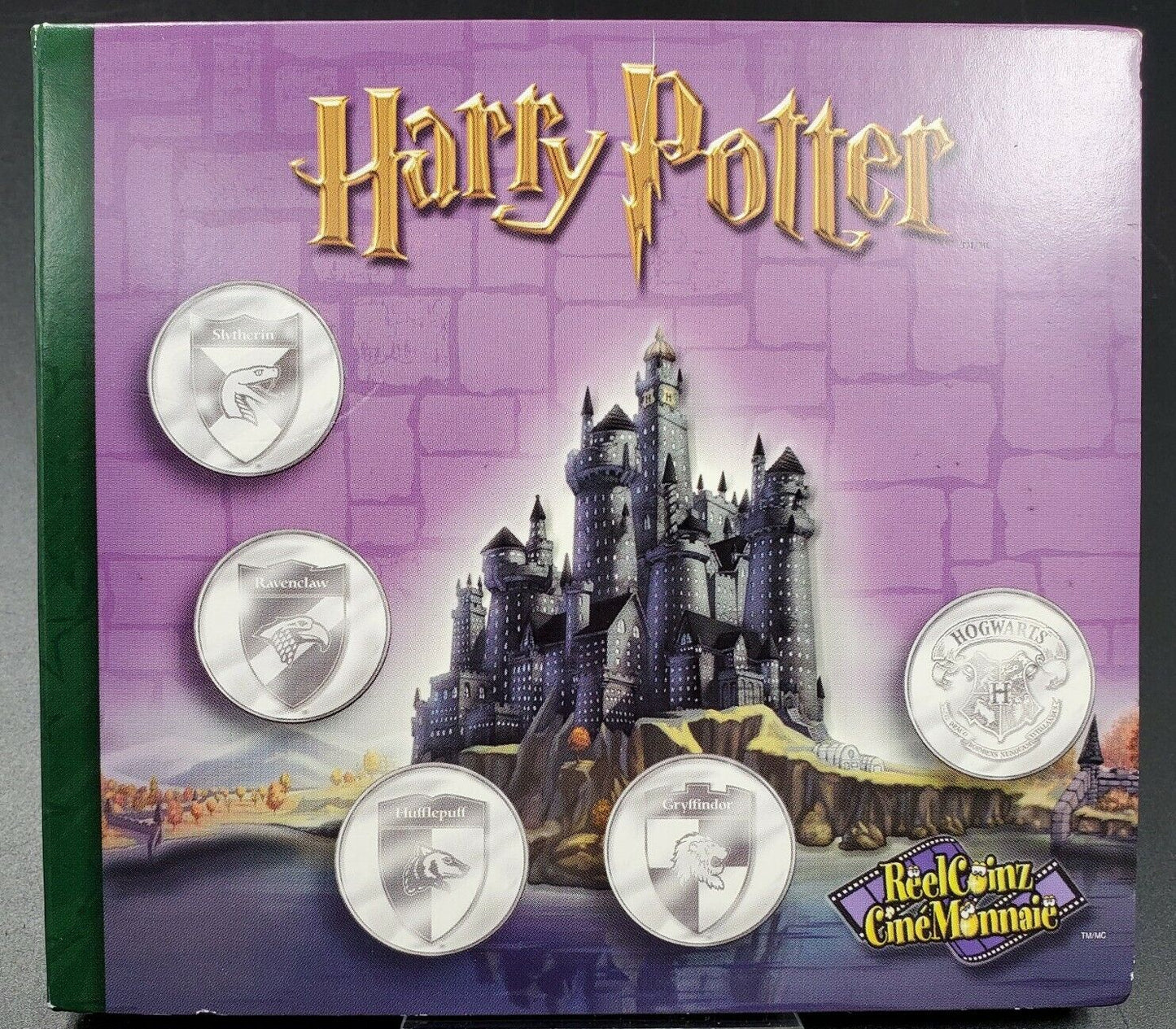 2002 HARRY POTTER Collectible Medallions 5 Coin & Sticker Set Reel Coinz open
