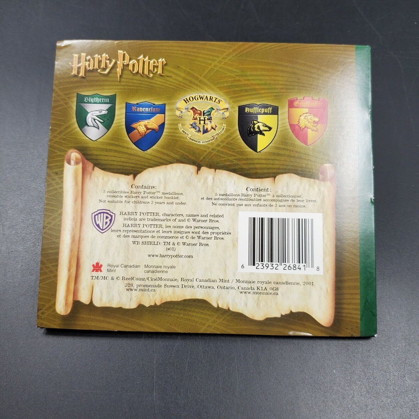 2002 HARRY POTTER Collectible Medallions 5 Coin & Sticker Set Reel Coinz open