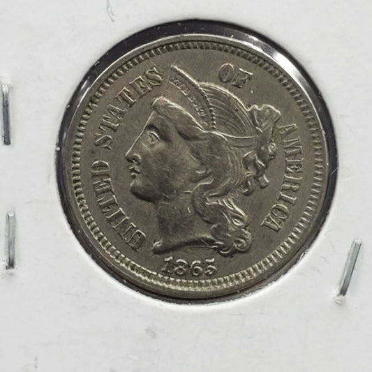 1865 3c Liberty Three Cent Nickel Coin Choice EF XF Extra Fine Estate Money Lot