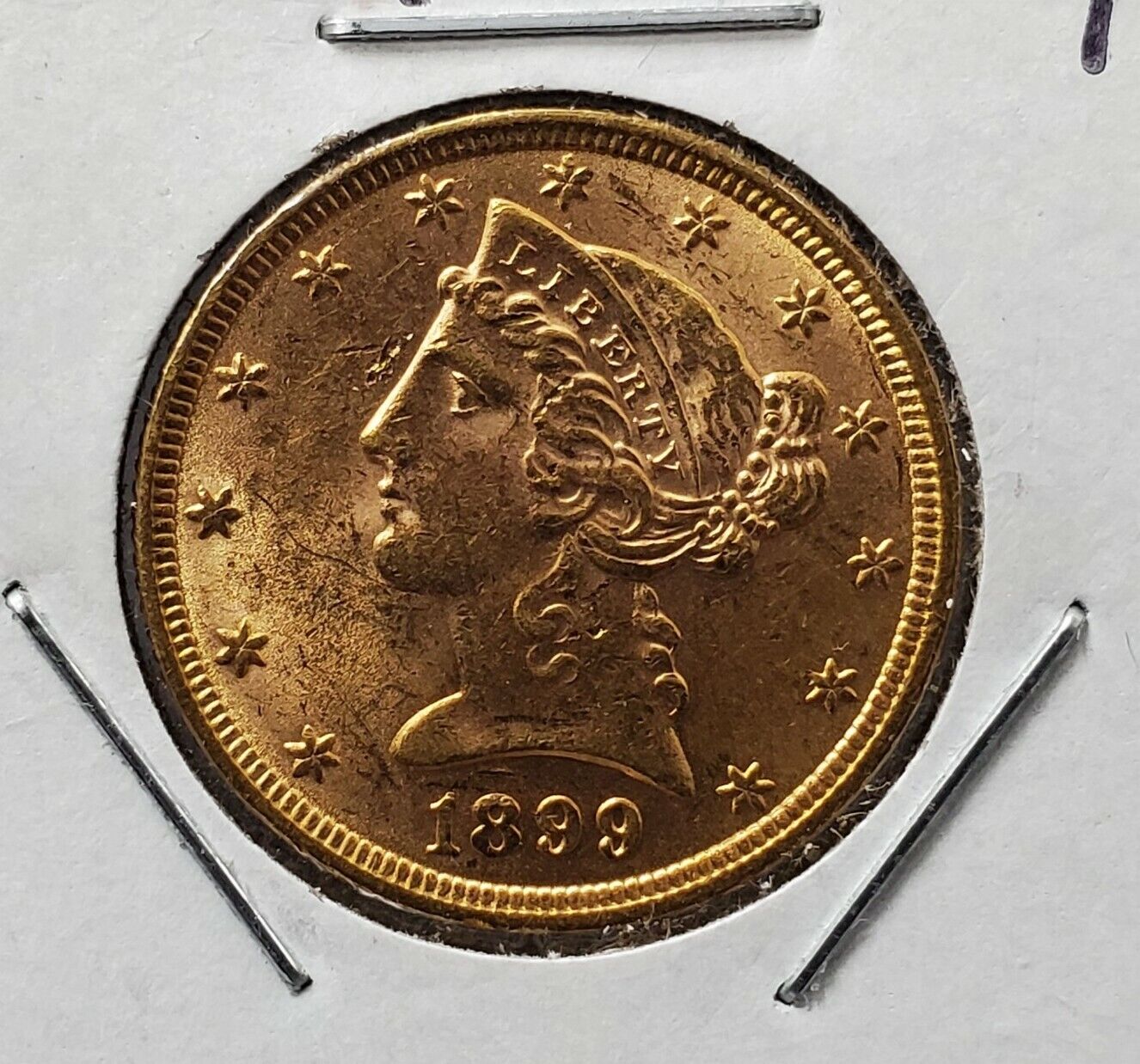1899 P $5 Liberty Head Half Eagle Reverse US Type Gold Coin CHOICE BU PRE-1933