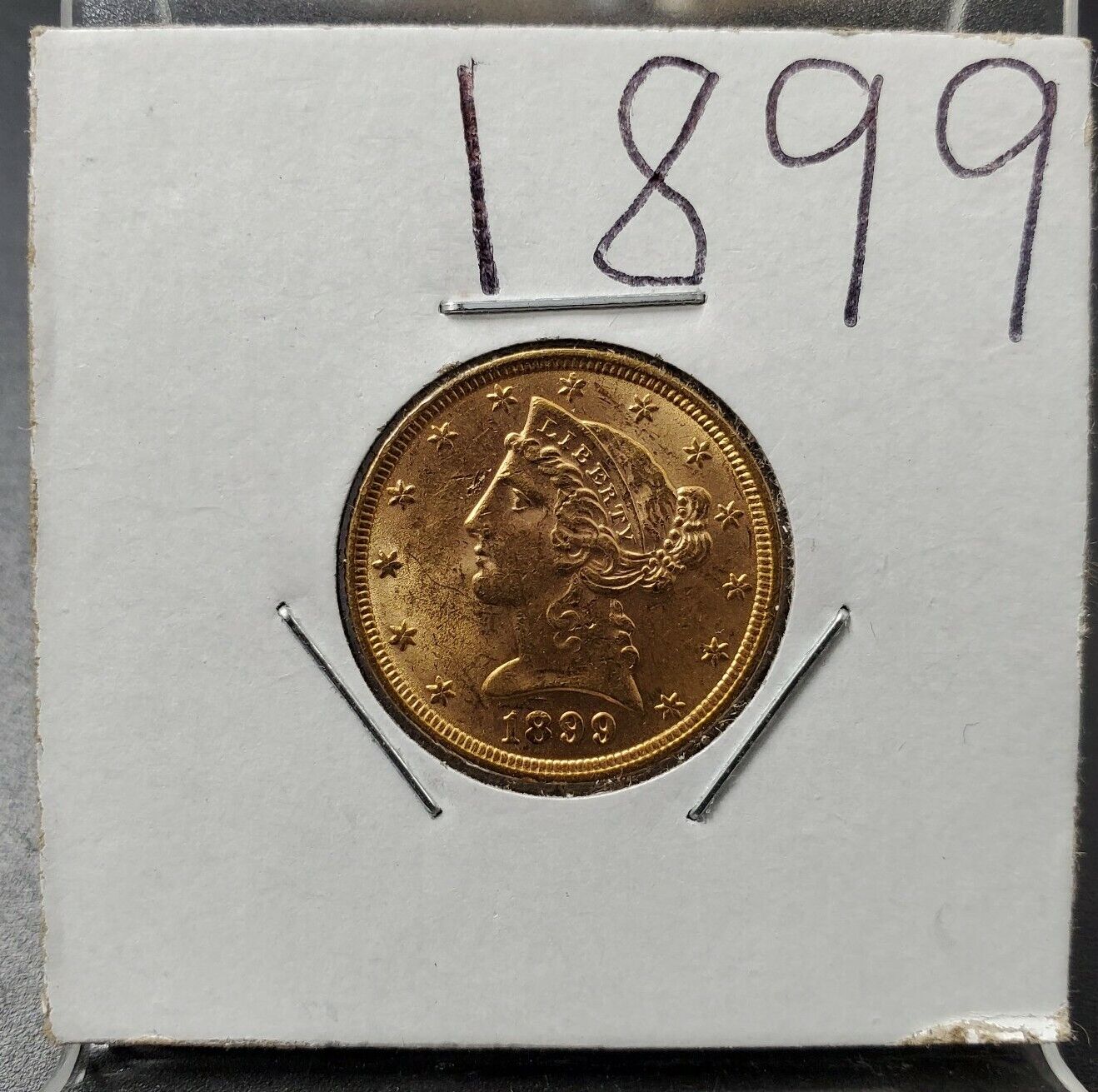 1899 P $5 Liberty Head Half Eagle Reverse US Type Gold Coin CHOICE BU PRE-1933