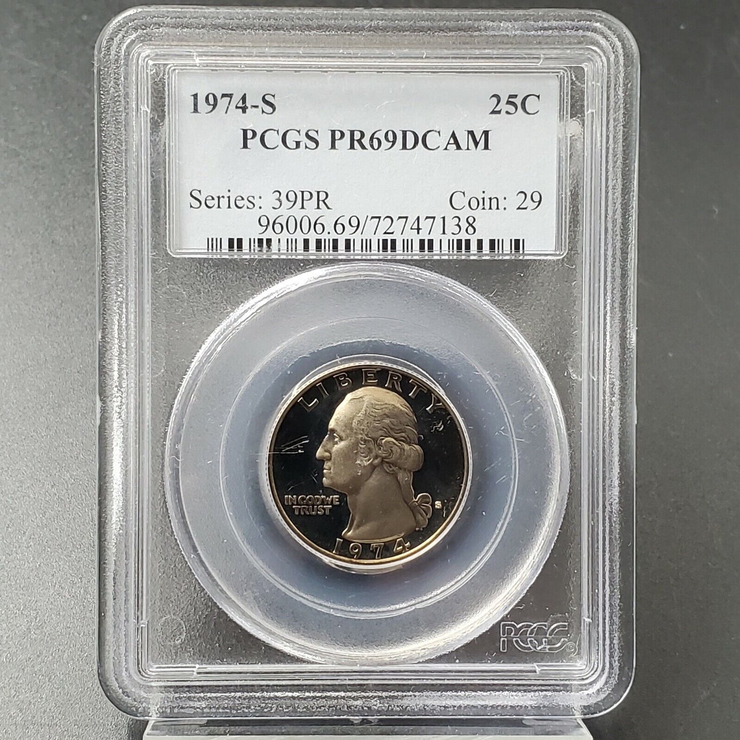 1974 S 25c Washington Clad Quarter Gem Proof Coin PCGS PR69 DCAM