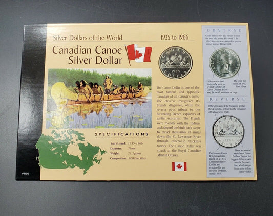 Canada Canoe Silver Dollar 1965 BU - Silver Dollars of the World Panel from AHS