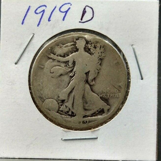 1919 D Walking Liberty Silver Eagle Half Dollar Coin Choice AG About Good