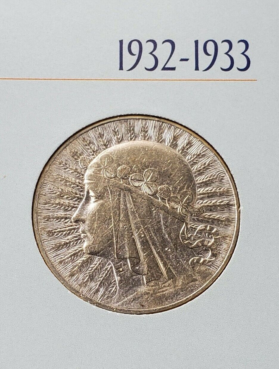 1932 Poland 10 Złotych Y# 22 Silver Coin XF / AU Toner American Historic Society