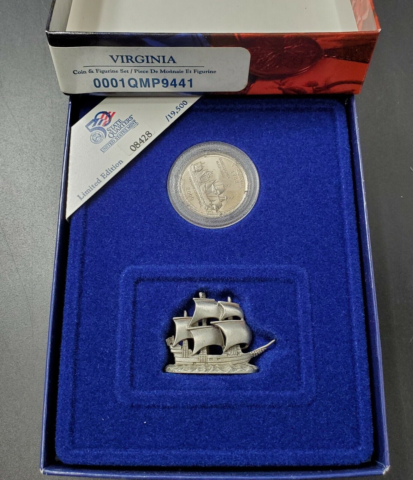 American Spirit Collection HALLMARK - Coin and Figurine 4 Sets Lot - RI NH NC VA