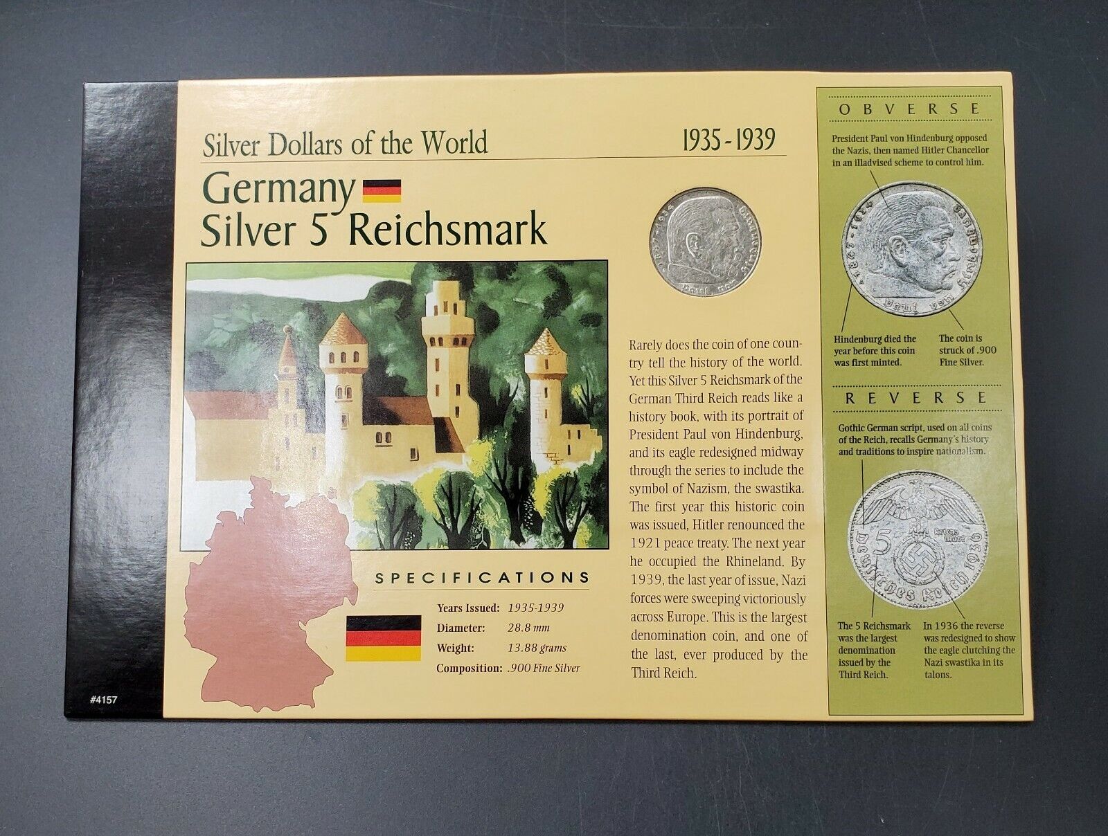 1936 A Third Reich Silver 5 Reichsmark AU / UNC American Historical So ...