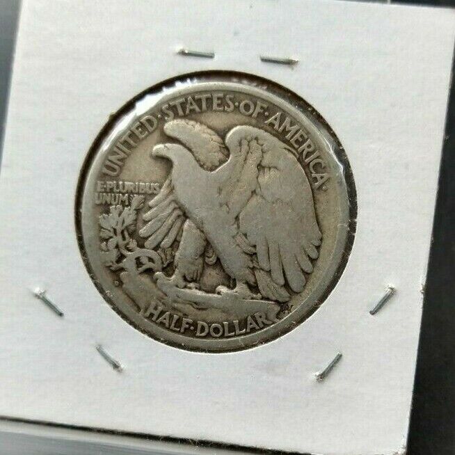 1918 D Walking Liberty Silver Eagle Half Dollar Coin Average VG Very Good