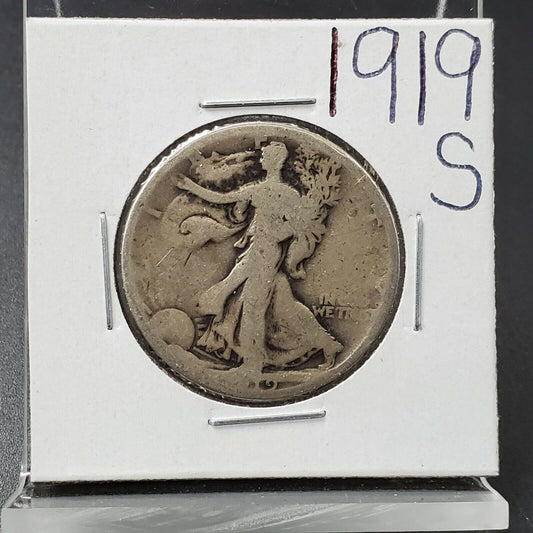 1919 S Walking Liberty Silver Eagle Half Dollar Coin Average AG ABOUT Good