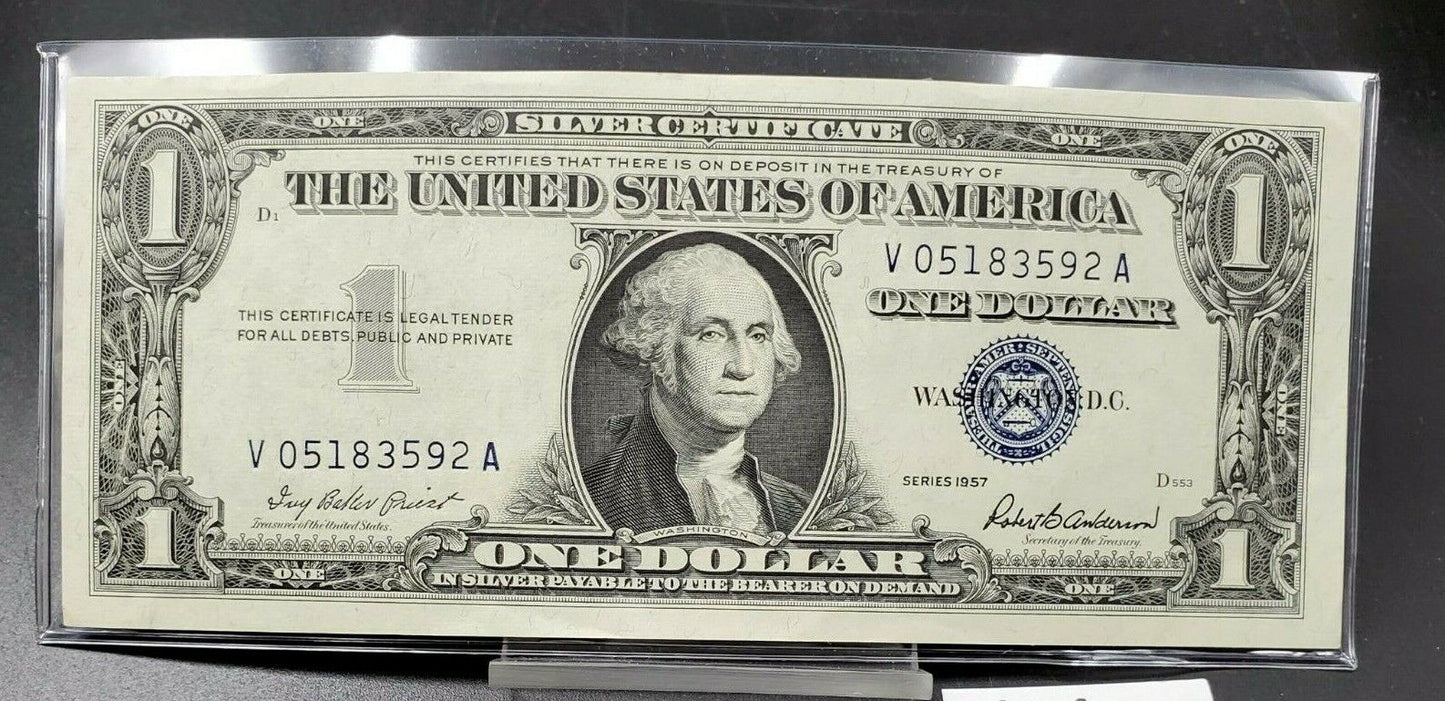 1957 $1 Silver Certificate US Note Bill Neat Serial Number CH UNC