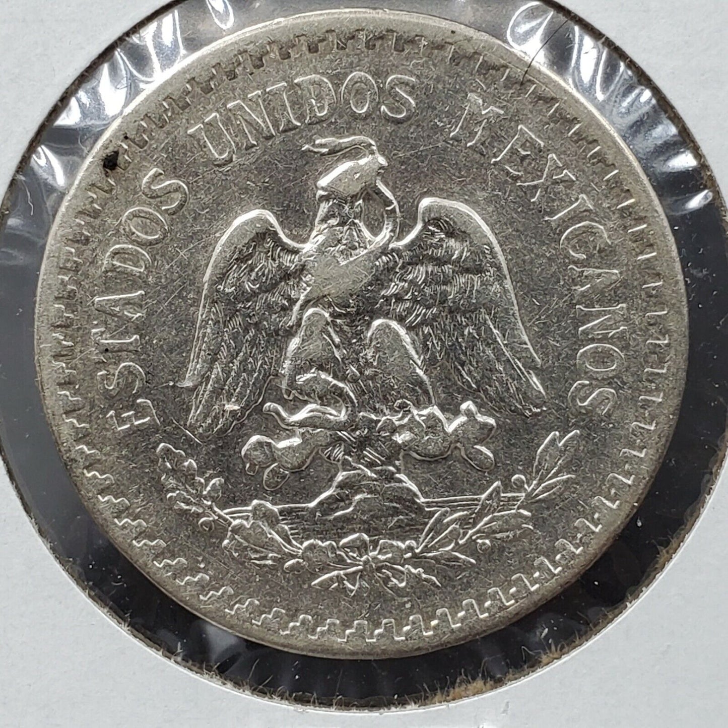 1919 Mexico Un Peso CAP RAYS Silver Coin Average AU About UNC KEY DATE