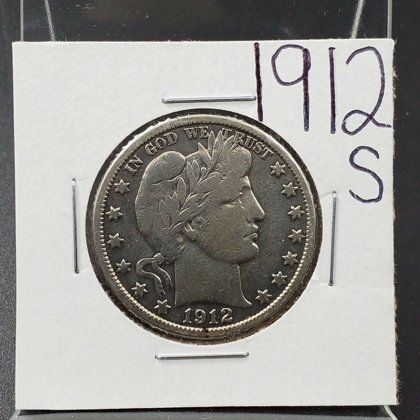 1912 S Barber Silver Eagle Half Dollar Coin Average VF Details Detail grade