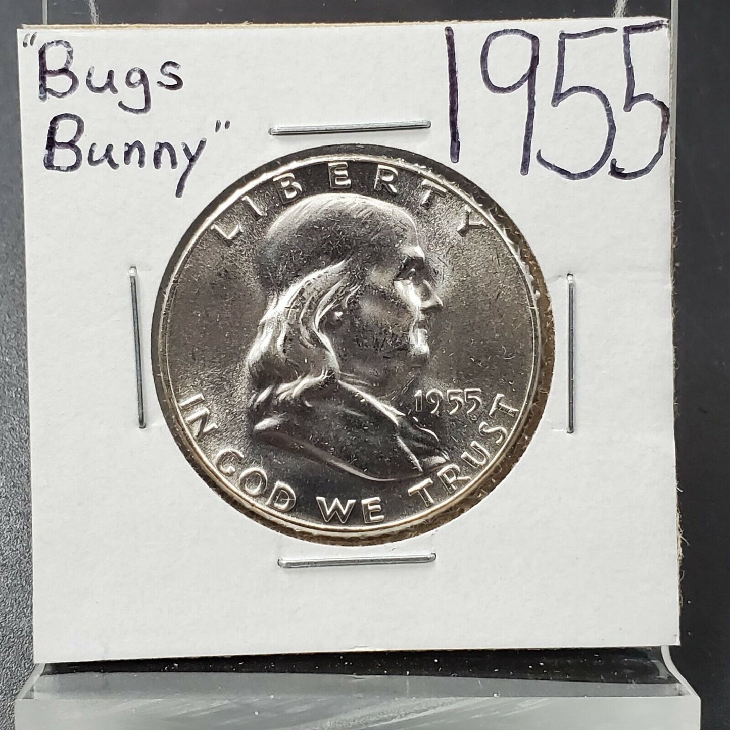 1955 P Franklin Silver Half Dollar Coin Choice BU UNC Bugs Bunny Variety FS-401