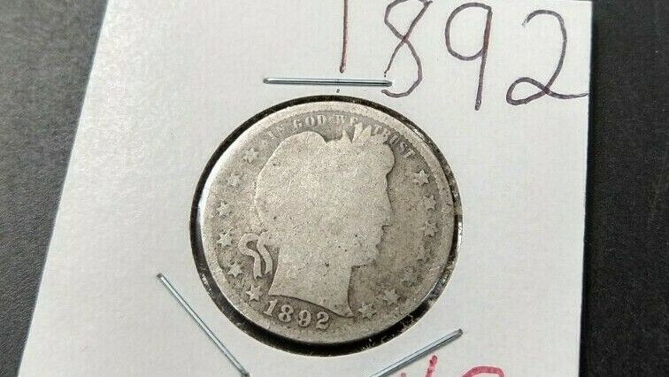 1892 P Barber Silver Quarter Coin Choice AG Full Date First Year of Issue #2
