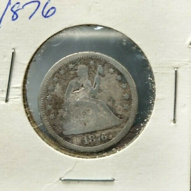 1876 Seated Liberty Silver Eagle Quarter Coin Good Details