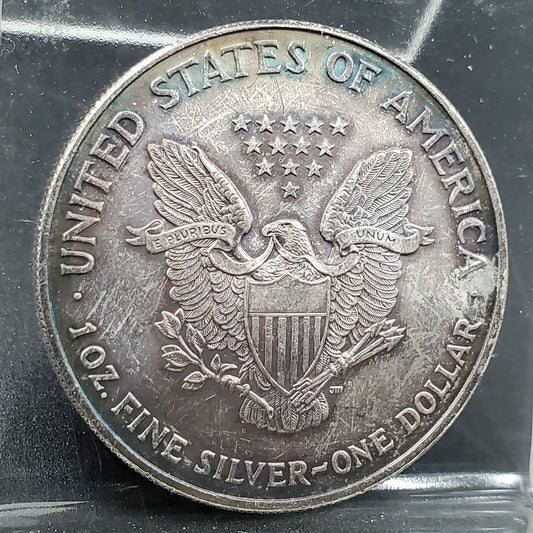 2002 1 OZ American Silver Eagle .999 Millennium Millennial Coin GEM BU PQ TONING