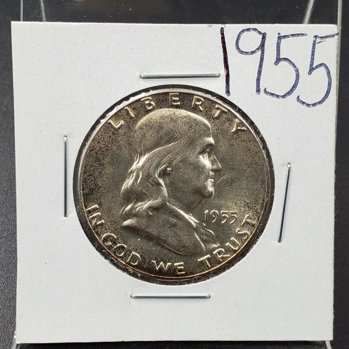 1955 P Franklin Silver Liberty Bell Half Dollar Coin Choice AU / CU UNC Toner