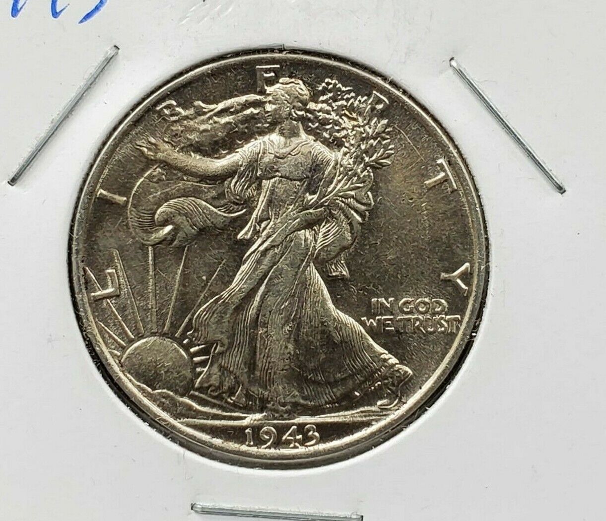 1943 P 50c Walking Liberty Silver Eagle Half Dollar Coin AVG BU WW2 American