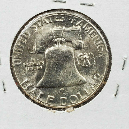 1957 P Franklin Silver 90% Half Dollar Coin Gem BU UNC Major Die Clash Error REV