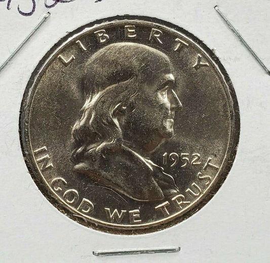 1952 D Franklin Silver Half Dollar Coin Choice BU UNC Uncirculated UNC