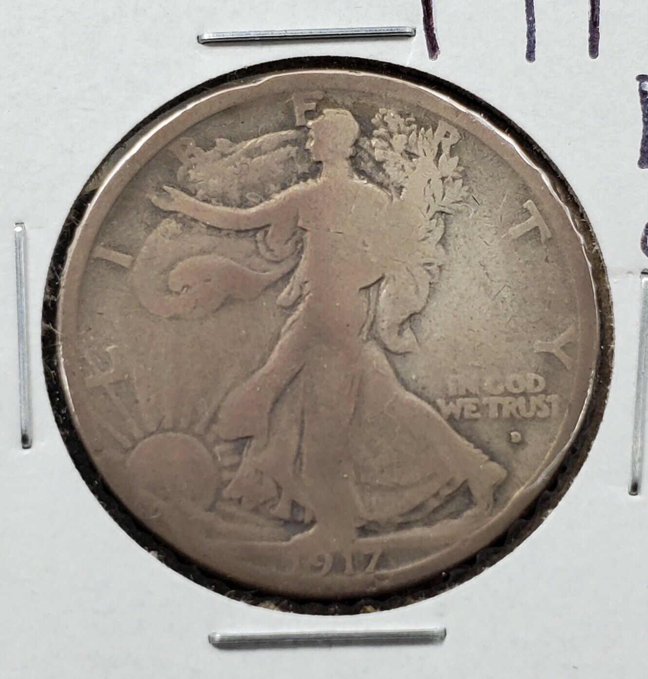 1917 D Walking Liberty Silver Half Dollar Coin Choice G Good Obverse Mint Mark