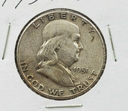 1951 S Franklin Silver Half Dollar VF Very Fine Circulated Semi Key Date