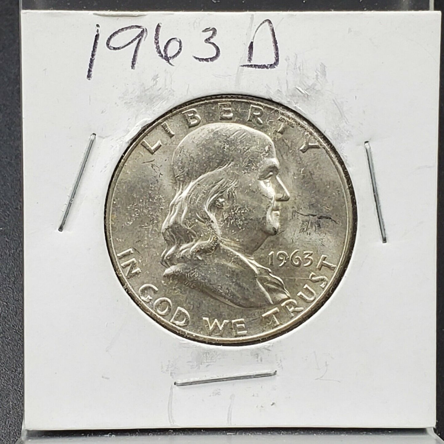 1963 D Franklin Silver Half Dollar Coin Average UNC Uncirculated