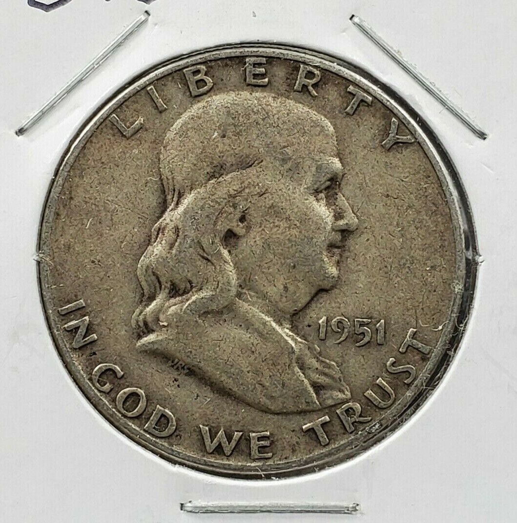 1951 S Franklin Silver Half Dollar Coin Very Fine VF Semi Key Date San Francisco