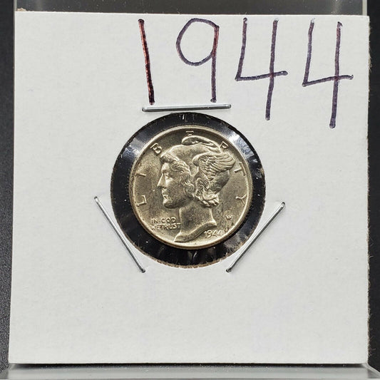 1944 P 10c Mercury Silver Dime Coin BU UNC WW2 Era Philadelphia Mint
