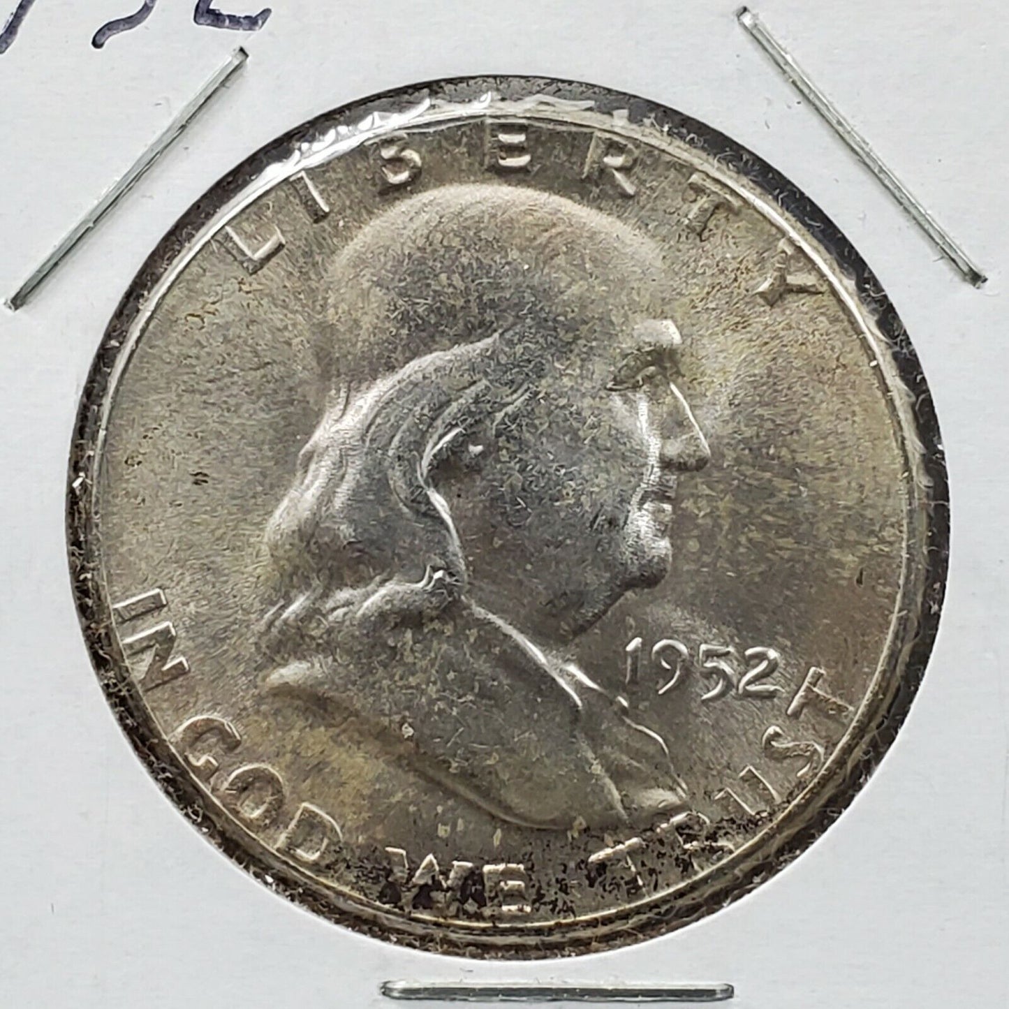 1952 P Franklin Silver Half Dollar Coin Average Uncirculated UNC Some Toning