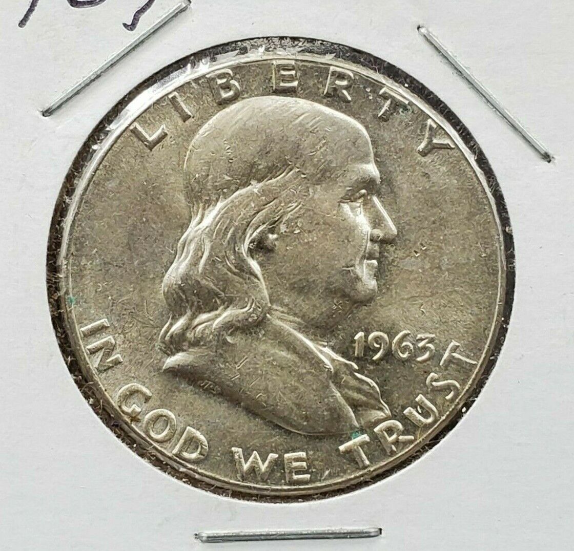 1963 P Franklin Silver Half Dollar Coin Choice AU / CU About UNC Nice