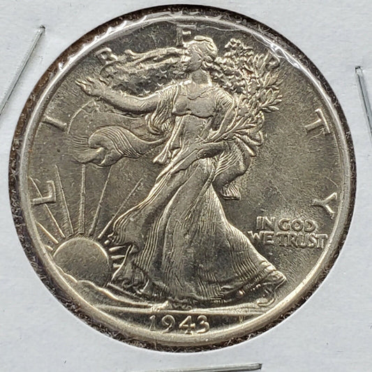 1943 P 50C Walking Liberty Silver Eagle Half Dollar WW2 American 50c CH AU / UNC