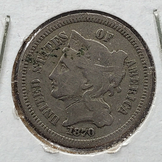 Return to shop 1870 3c graffiti on neck obverse