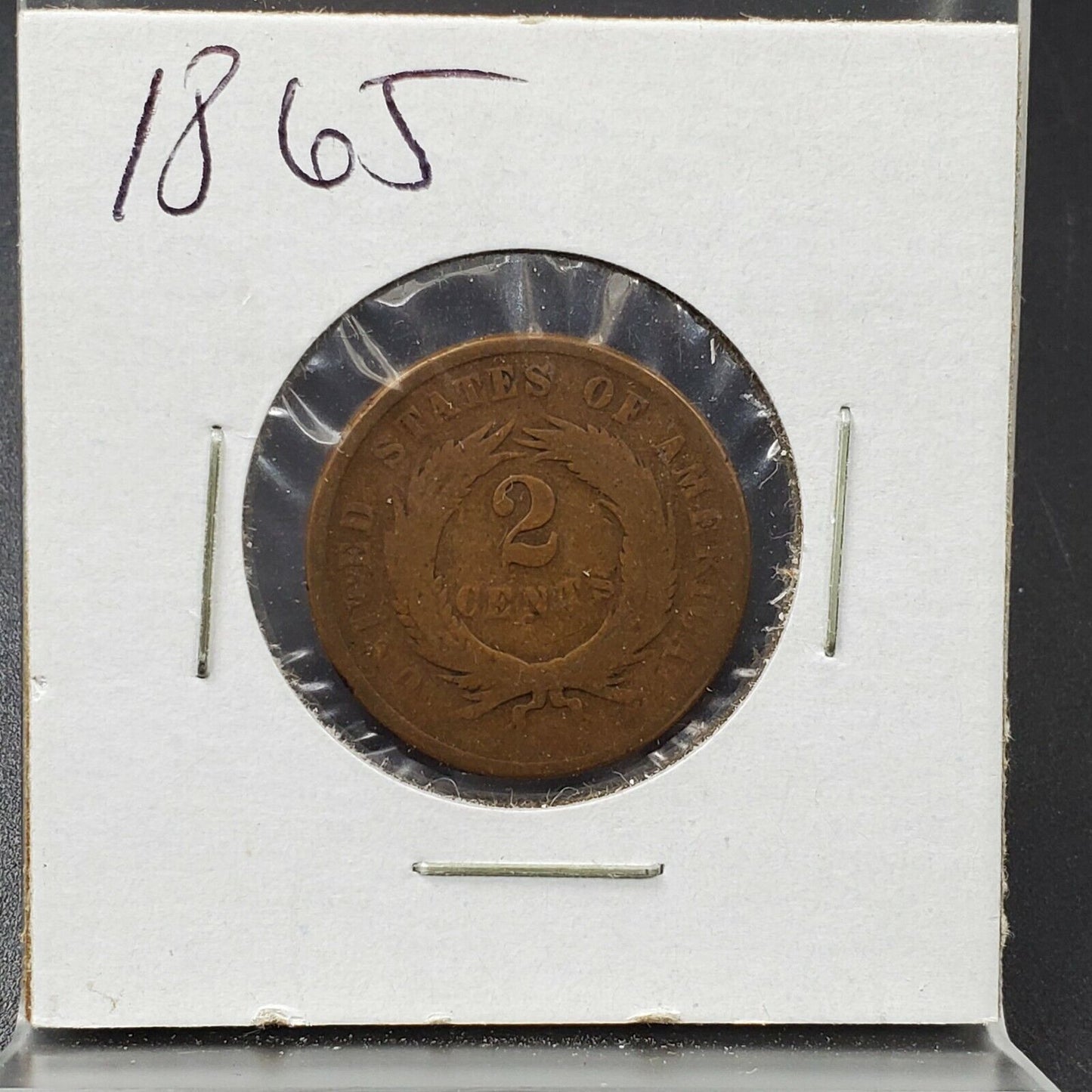 1865 2C Two Cent Copper Coin Piece Choice AG ABOUT GOOD Circulated