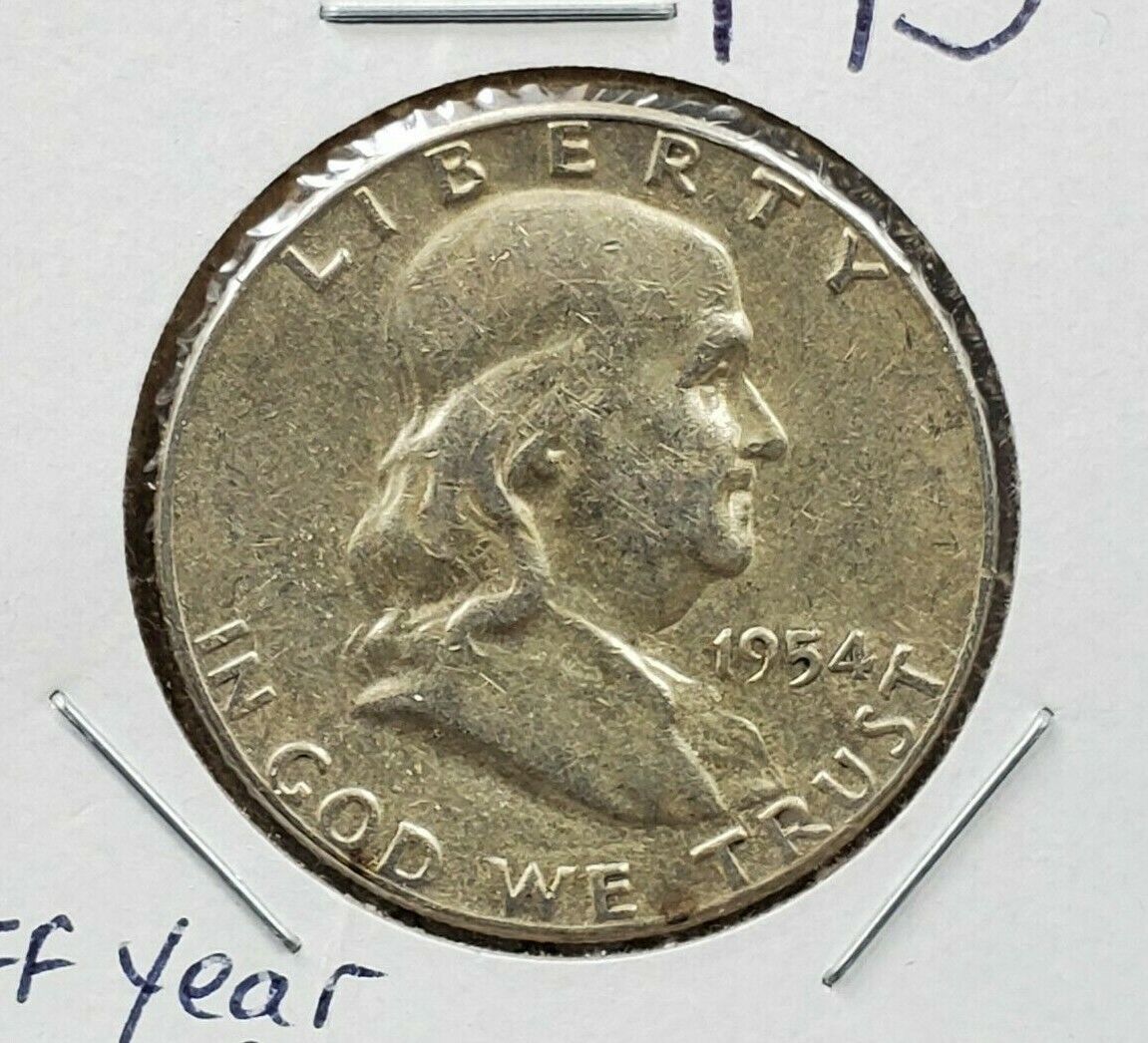 1954 P Franklin Silver 90% Half Dollar Coin Bugs Bunny FS-401 EF XF Details