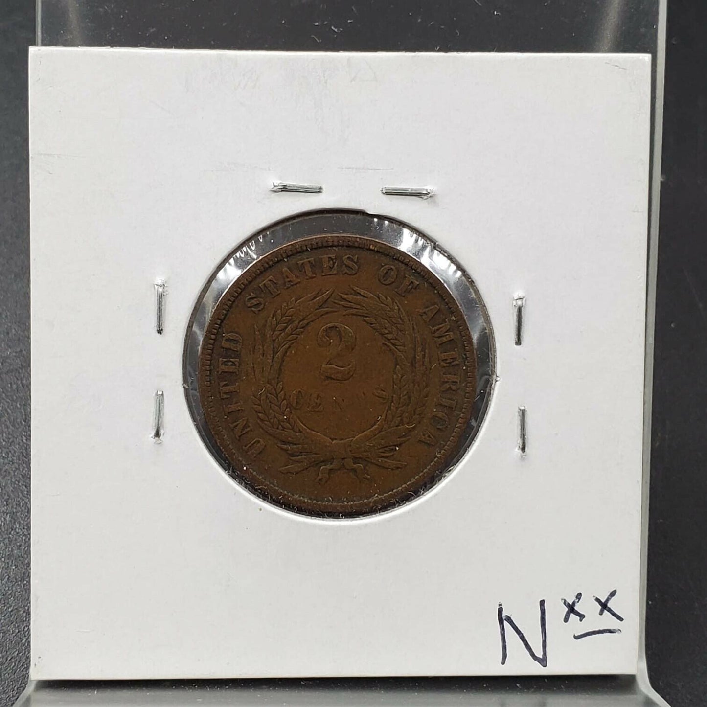 1866 2C Two Cent Copper Coin Piece Choice Fine F Circulated Nice