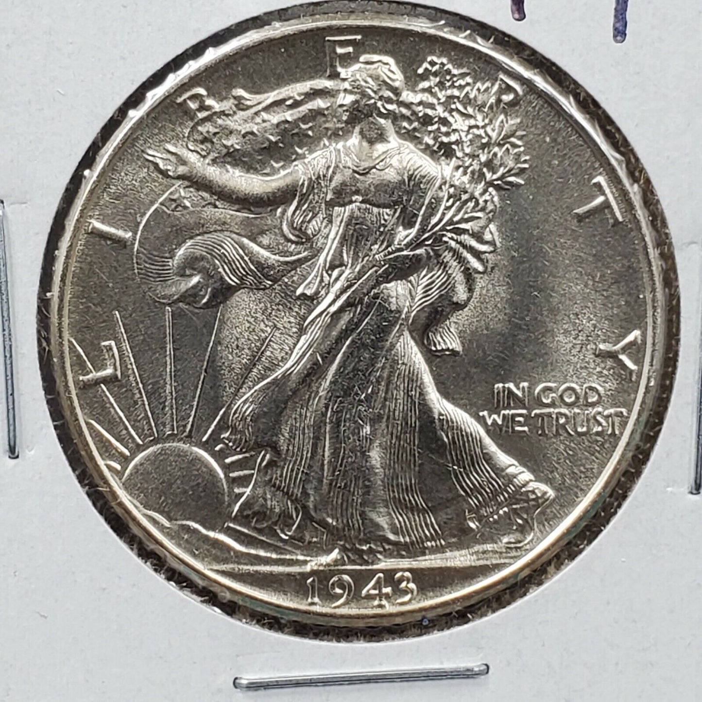 1943 P 50c Walking Liberty Silver Eagle Half Dollar Coin AVG UNC WW2 American