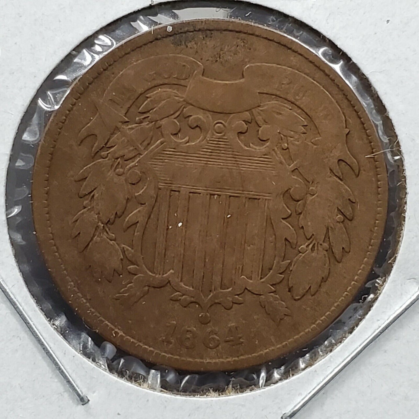 1864 2C Two Cent Copper Coin Piece LM Large Motto RPD FS-1303 Variety CH Fine F