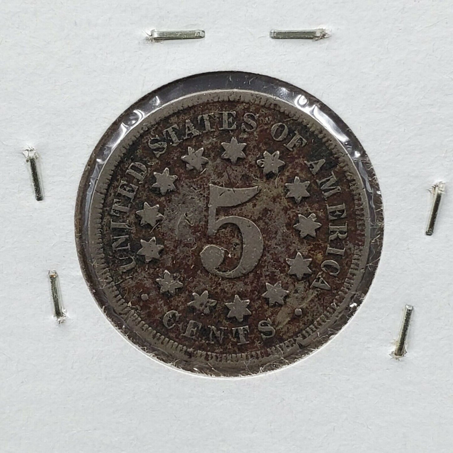 1869 5c Shield Nickel Coin Average Circulated AG Details ED