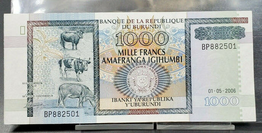 BURUNDI Banque De La Republique 1000 Francs note CH UNC