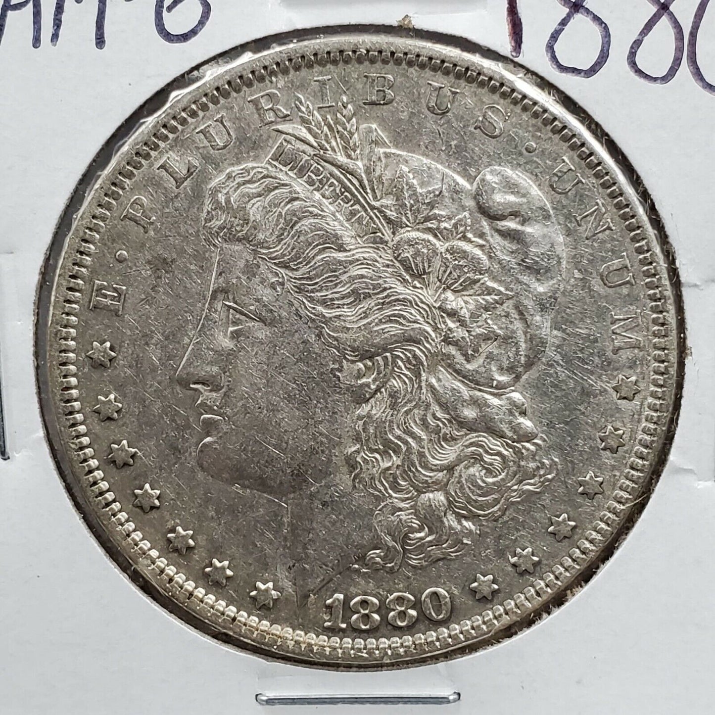 1880 P Morgan Silver Eagle Dollar Coin XF / AU Details VAM 6 8/7 Spikes Variety