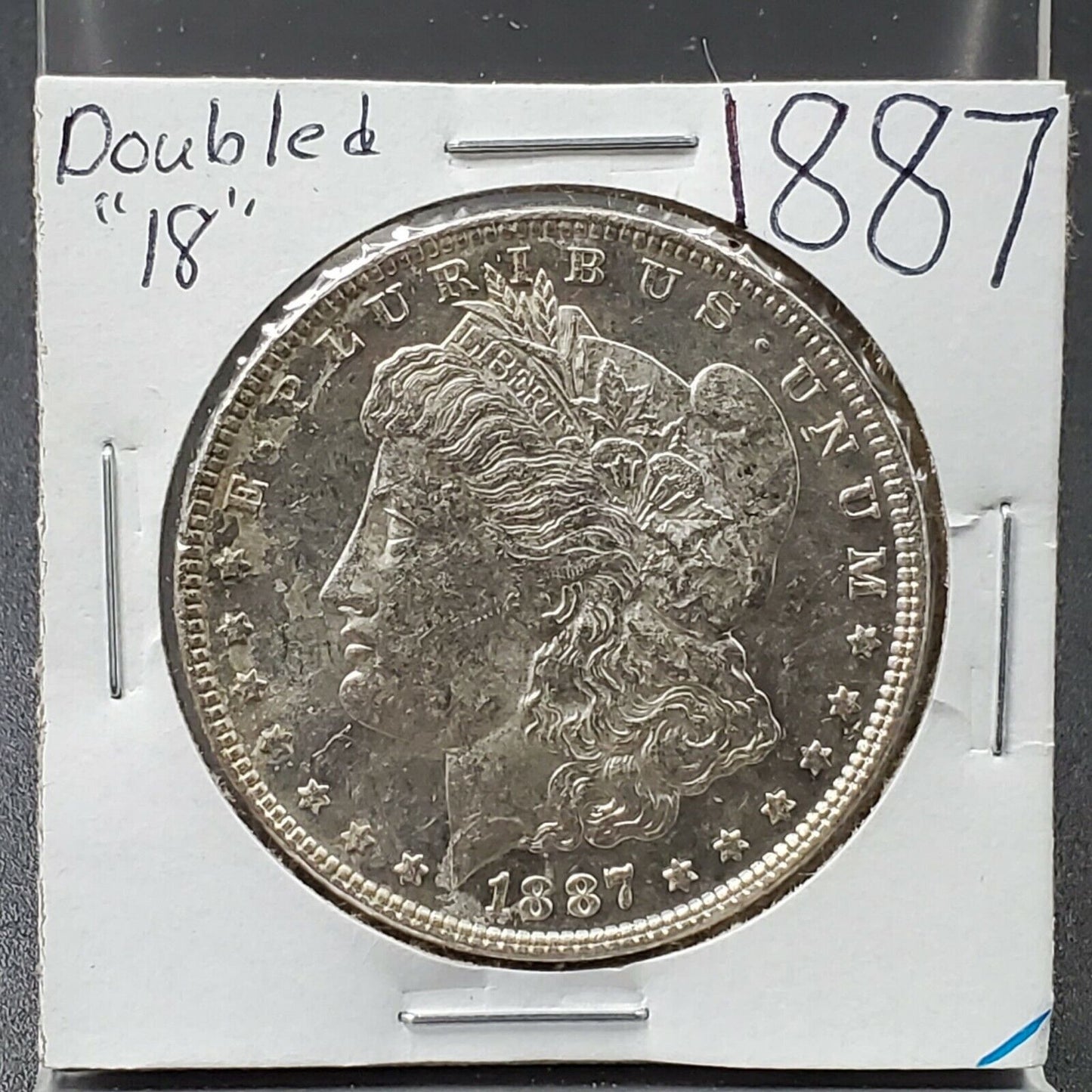 1887 Morgan Silver Eagle Dollar $1 Coin Average UNC PL Reverse Doubled 18 VAM