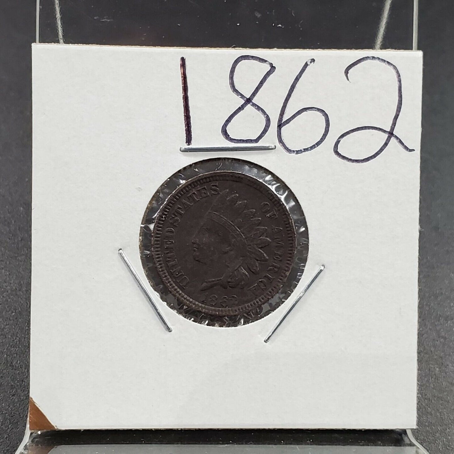 1862 Indian Head Cent Coin Copper Nickel Civil War Issue VF Detail Dark Toned