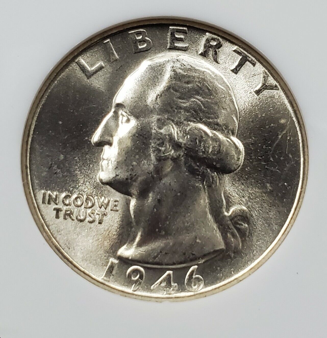 1946 S 25C Washington Quarter Silver Coin NGC MS66 Holder GEM BU Some toning
