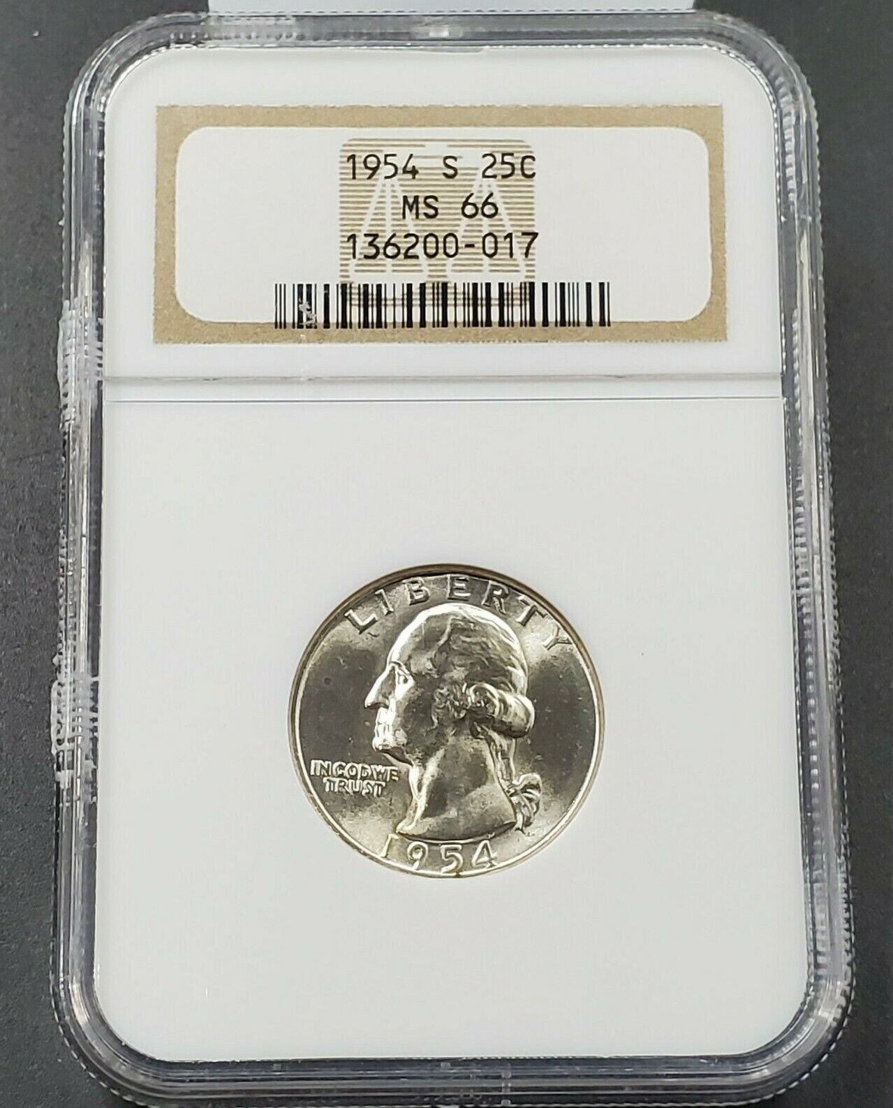 1954 S 25C Washington Quarter Silver Coin NGC MS66 GEM BU Last San Francisco BU