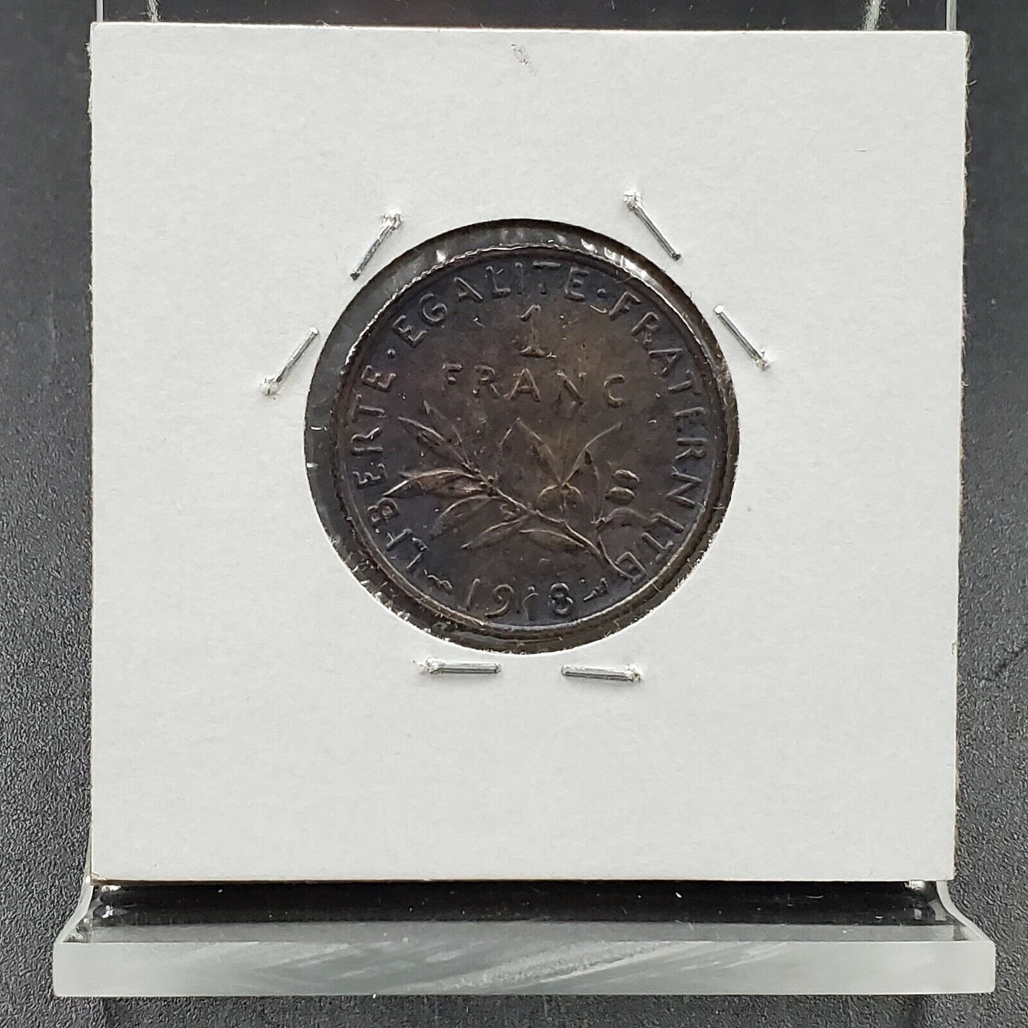 France 1918 1 Franc Silver Coin Neat toning Toner