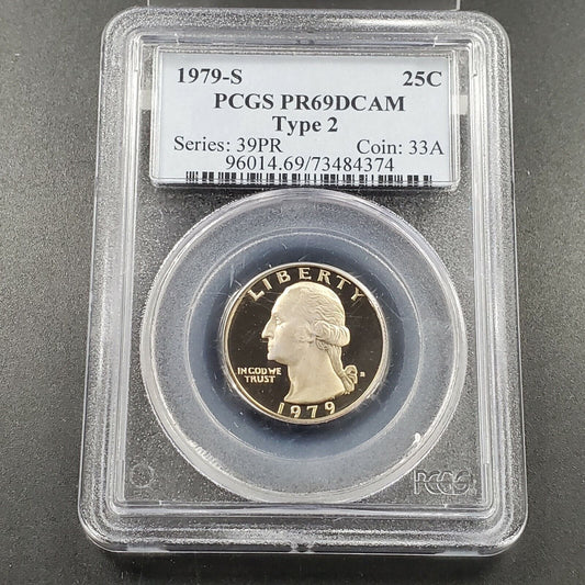 1979 S 25c Washington Clad Quarter Gem Proof Coin PCGS PR69 DCAM TYPE 2 VARIETY