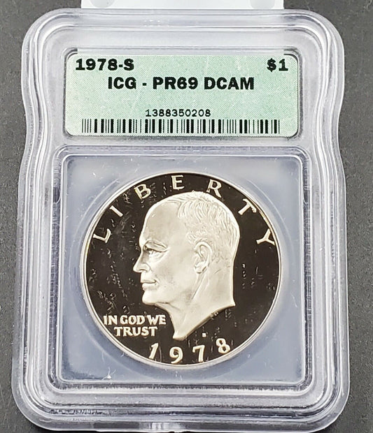 1978 S $1 Eisenhower Brown Ike CLAD  Dollar PR69 ICG GEM PROOF 3