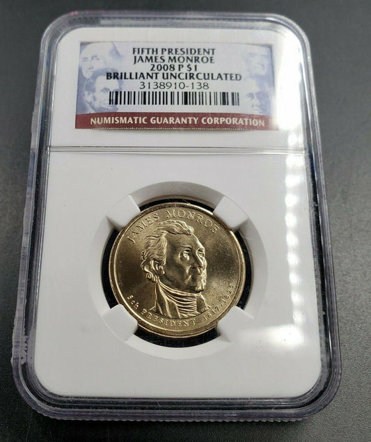 2008 P JAMES MONROE Presidential Dollar Coin NGC BU